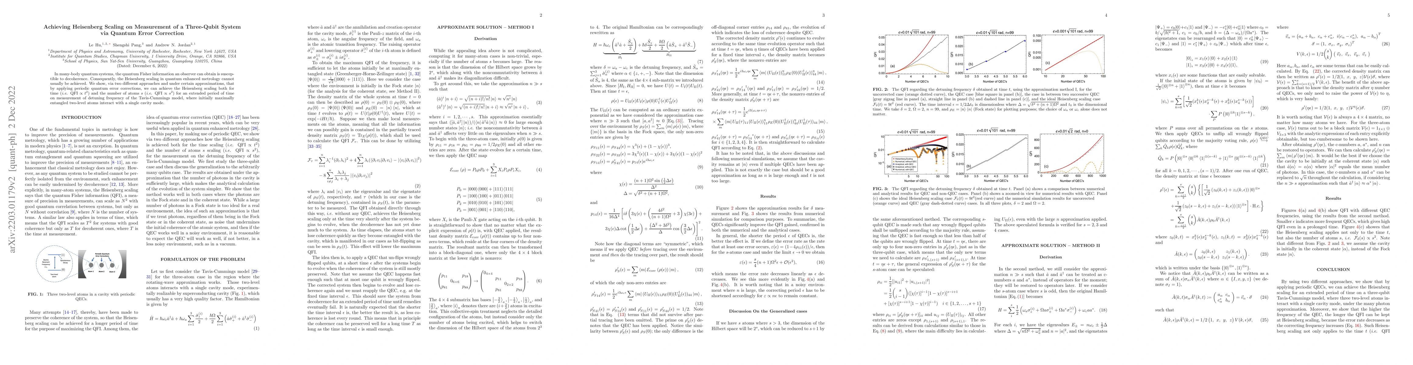 Thumbnail for Achieving Heisenberg Scaling on Measurement of A Three-Qubit System via
  Quantum Error Correction