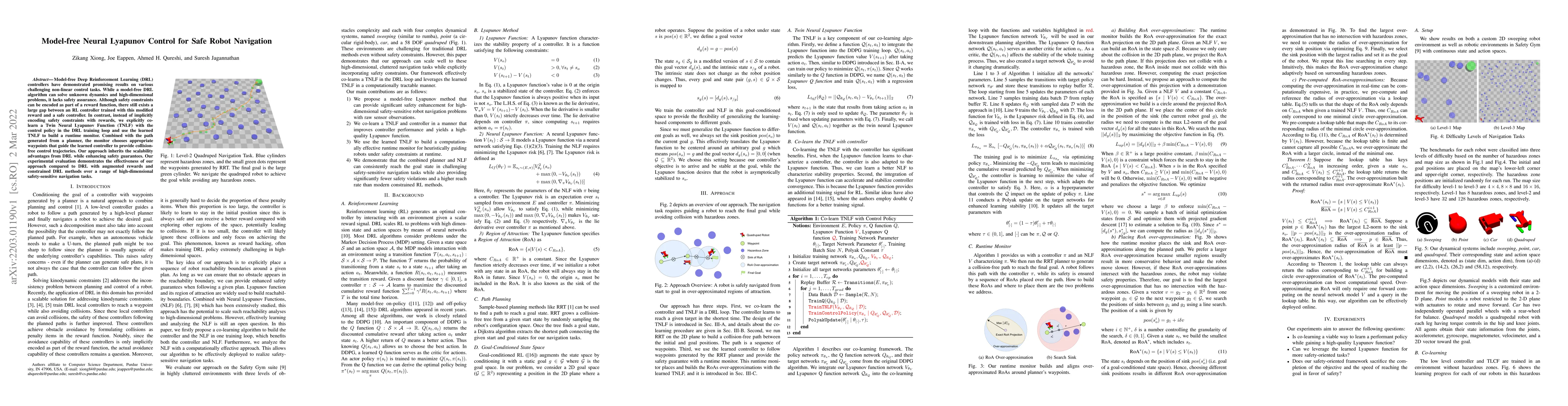 Thumbnail for Model-free Neural Lyapunov Control for Safe Robot Navigation