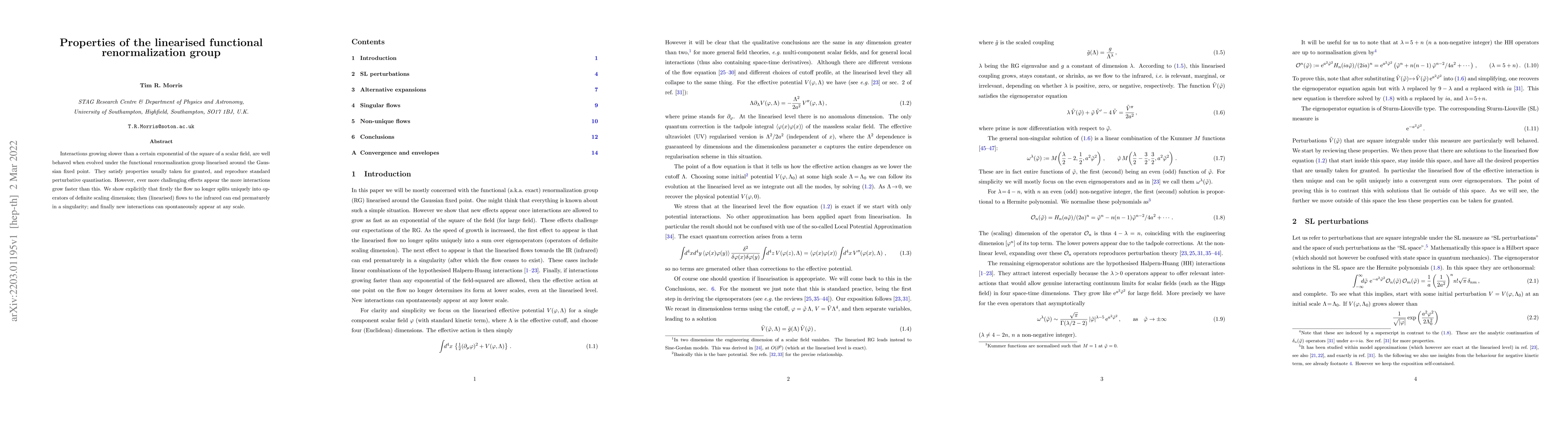Thumbnail for Properties of the linearised functional renormalization group
