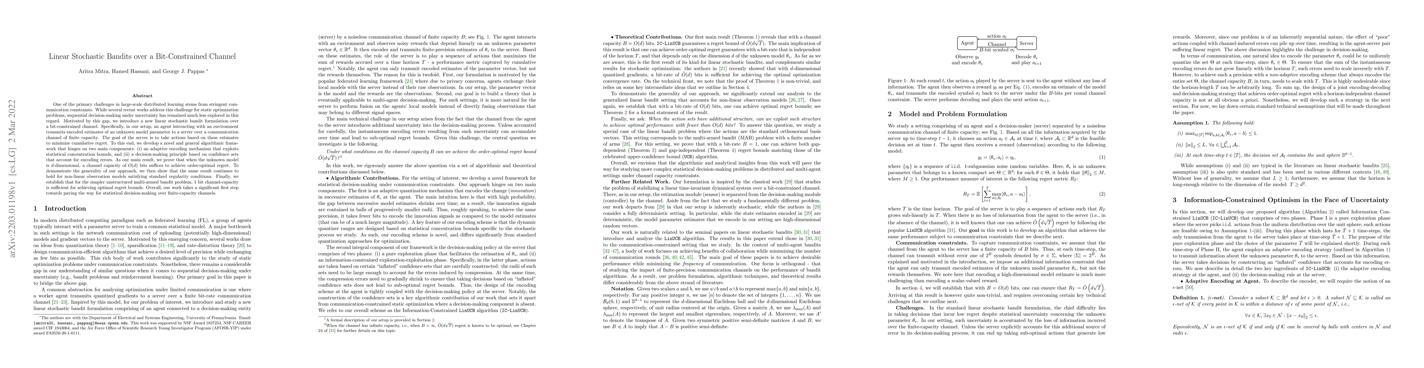 Thumbnail for Linear Stochastic Bandits over a Bit-Constrained Channel