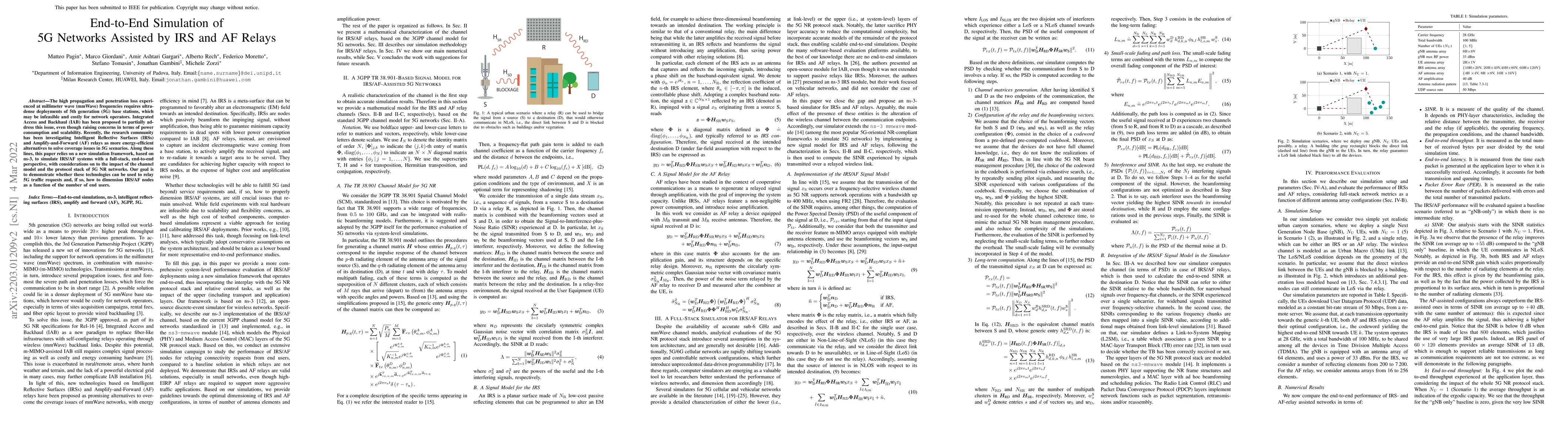 Thumbnail for End-to-End Simulation of 5G Networks Assisted by IRS and AF Relays