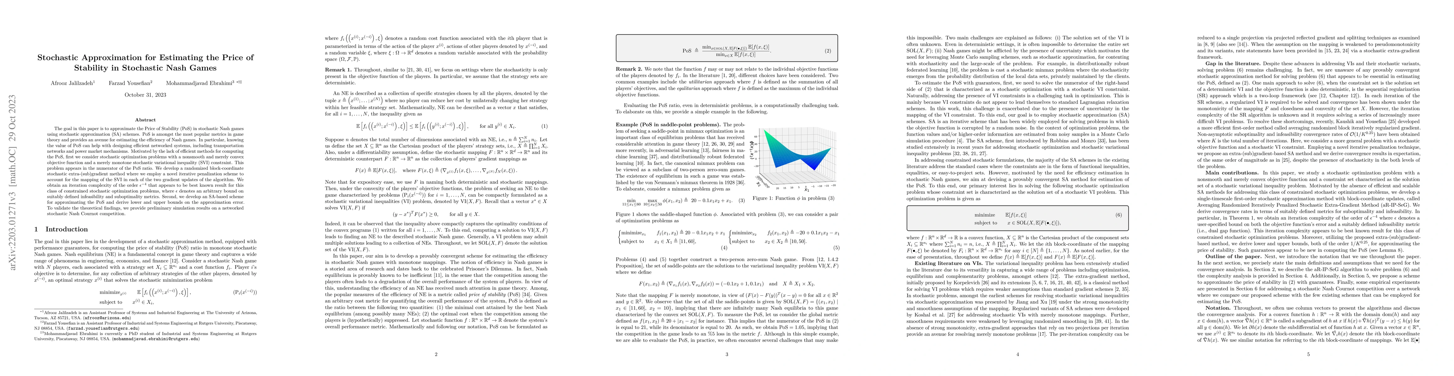 Thumbnail for Stochastic Approximation for Estimating the Price of Stability in
  Stochastic Nash Games