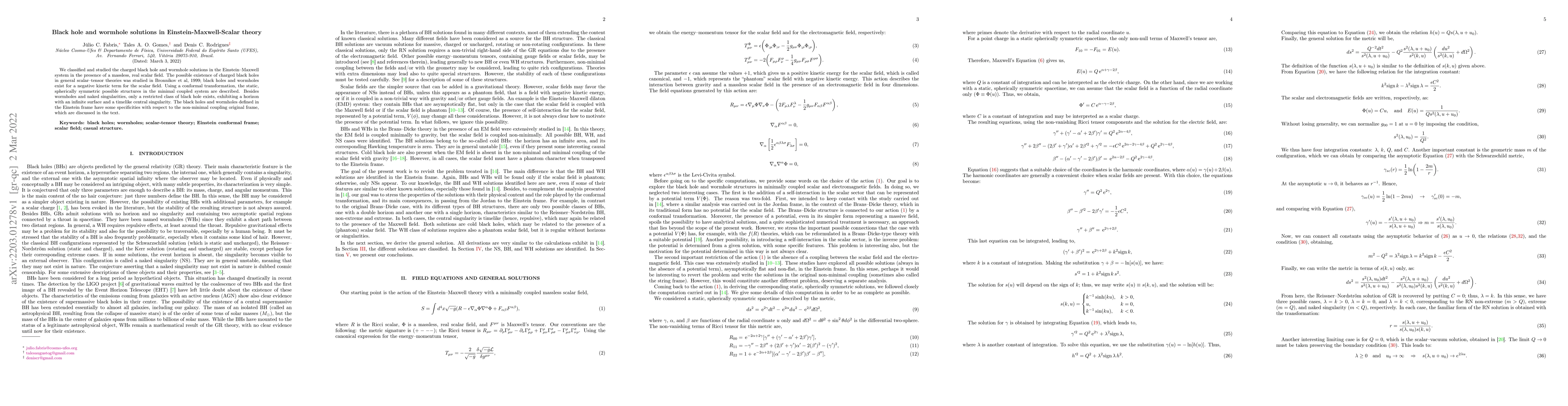 Thumbnail for Black hole and wormhole solutions in Einstein-Maxwell-Scalar theory