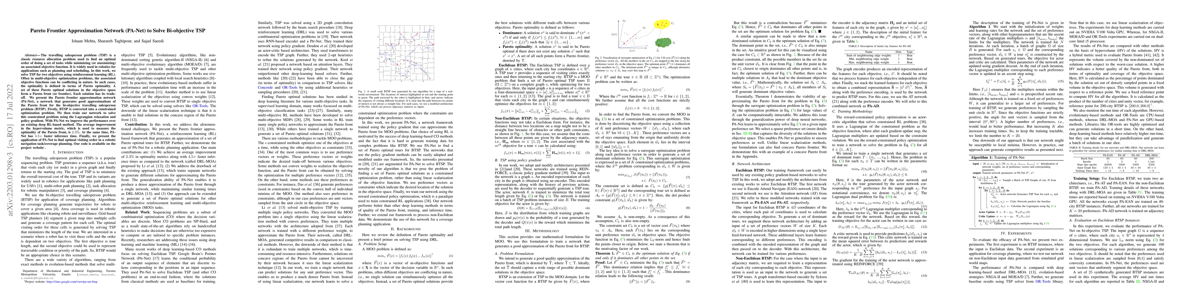 Thumbnail for Pareto Frontier Approximation Network (PA-Net) to Solve Bi-objective TSP