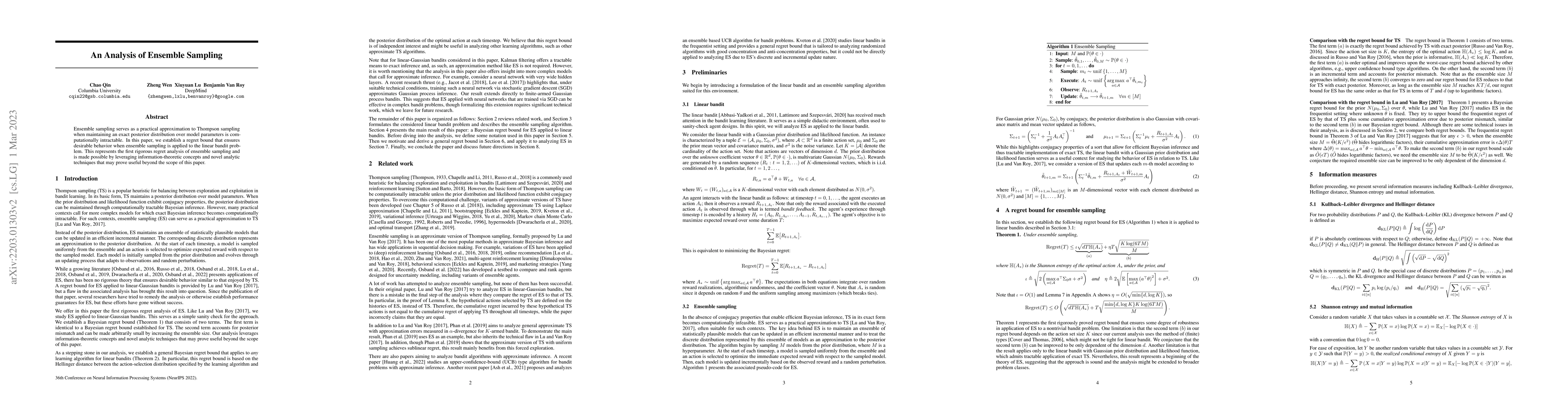 Thumbnail for An Analysis of Ensemble Sampling