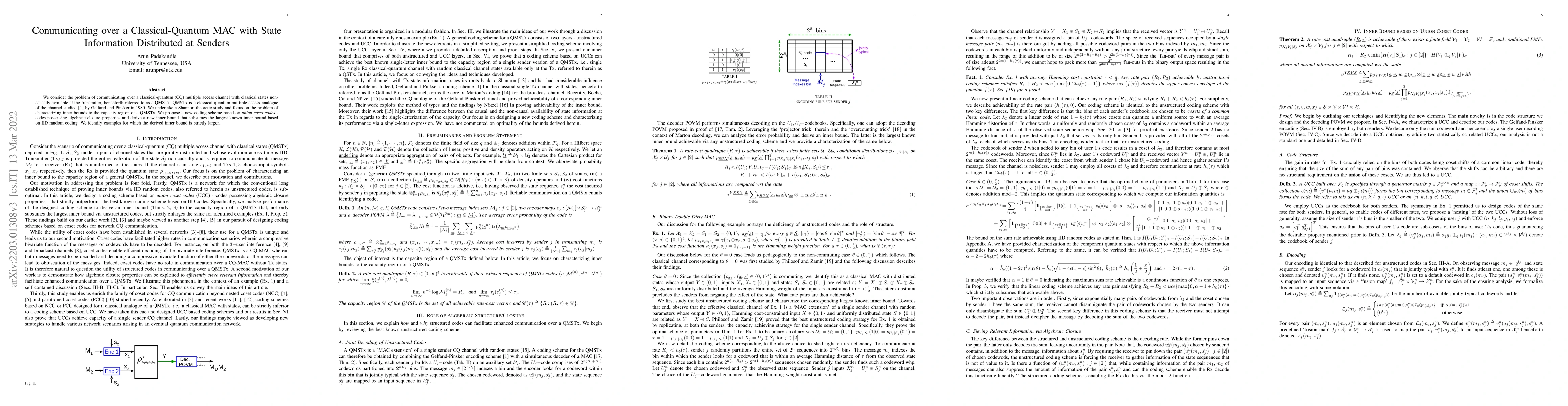 Thumbnail for Communicating over a Classical-Quantum MAC with State Information
  Distributed at Senders