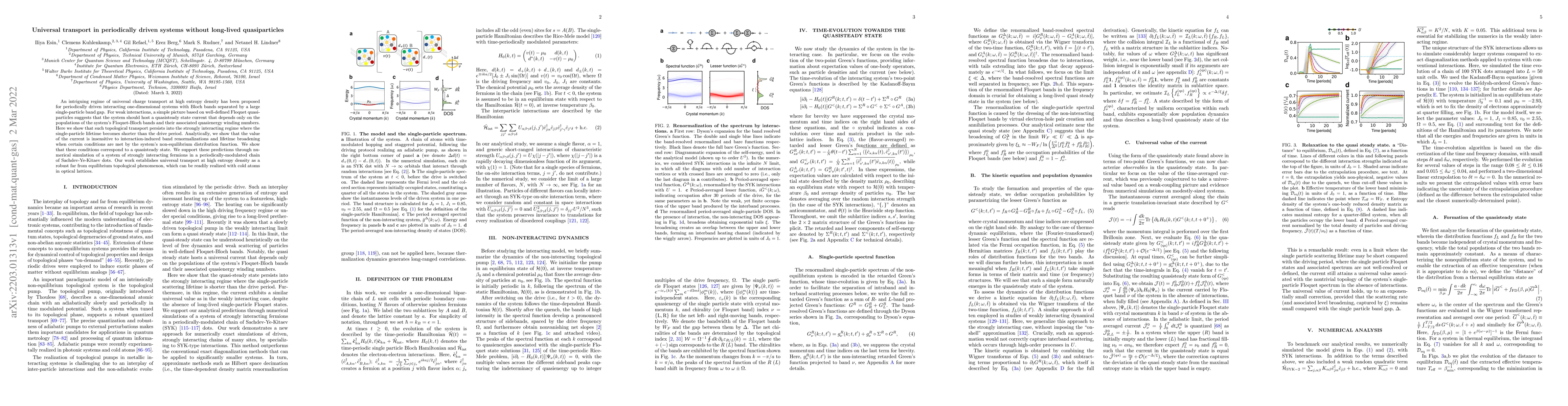 Thumbnail for Universal transport in periodically driven systems without long-lived
  quasiparticles