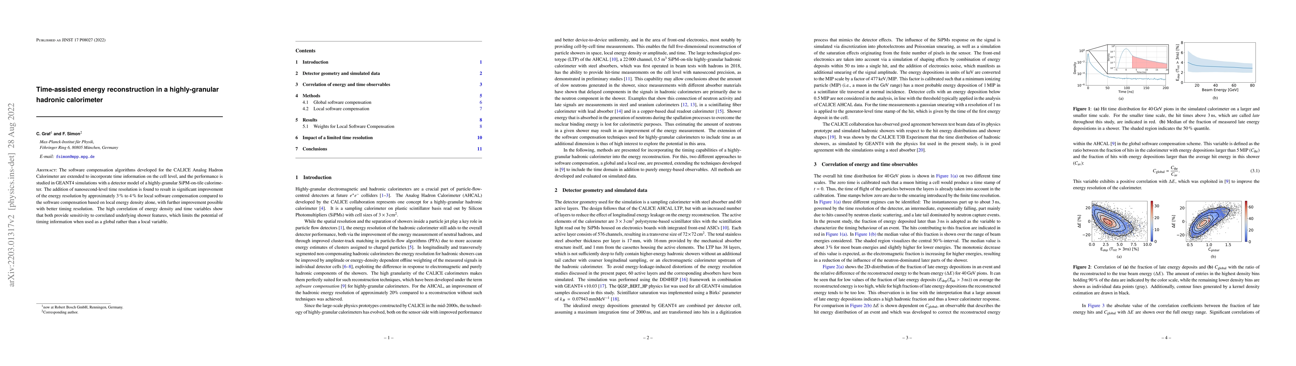 Thumbnail for Time-assisted energy reconstruction in a highly-granular hadronic
  calorimeter
