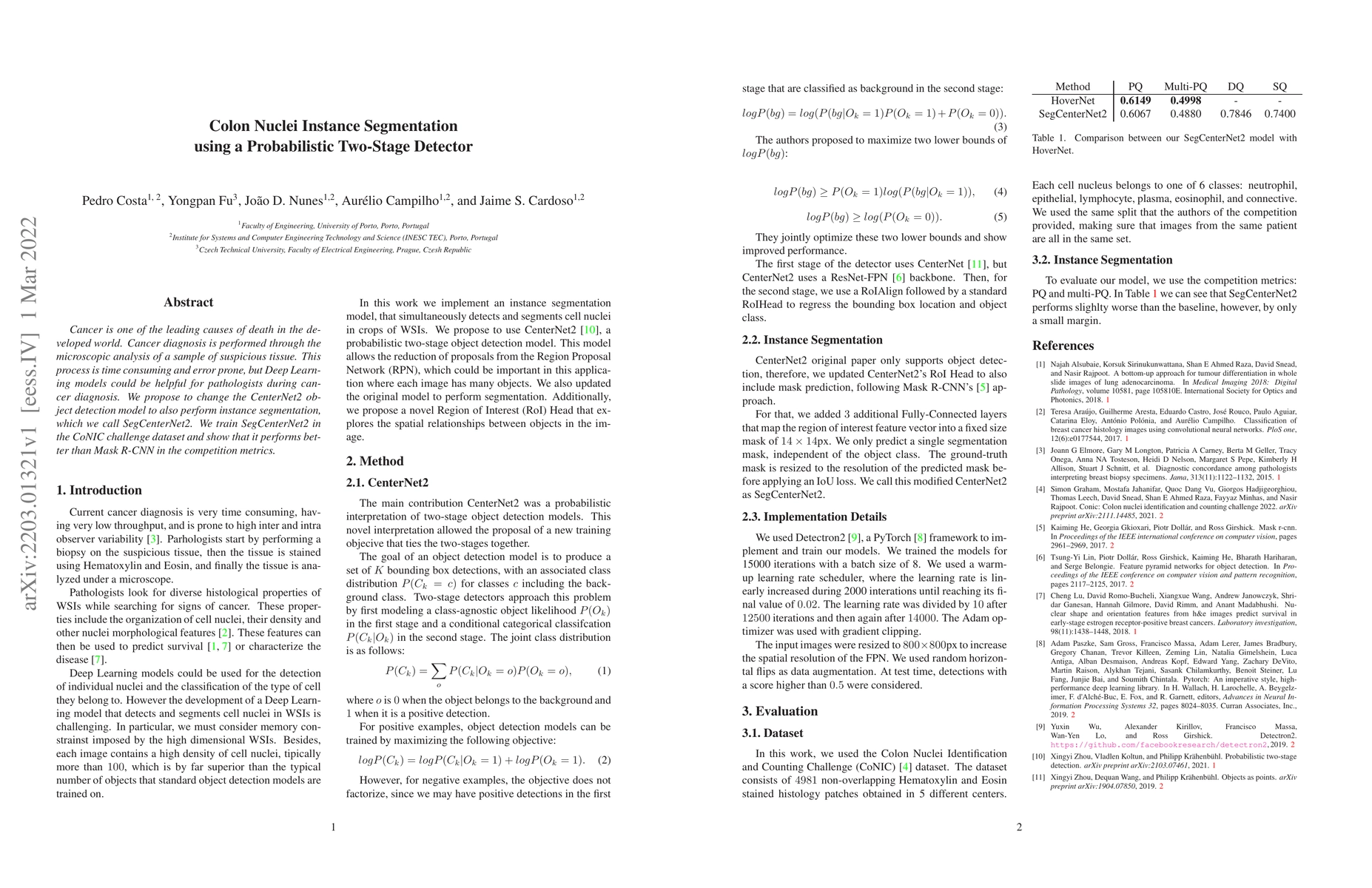 Thumbnail for Colon Nuclei Instance Segmentation using a Probabilistic Two-Stage
  Detector