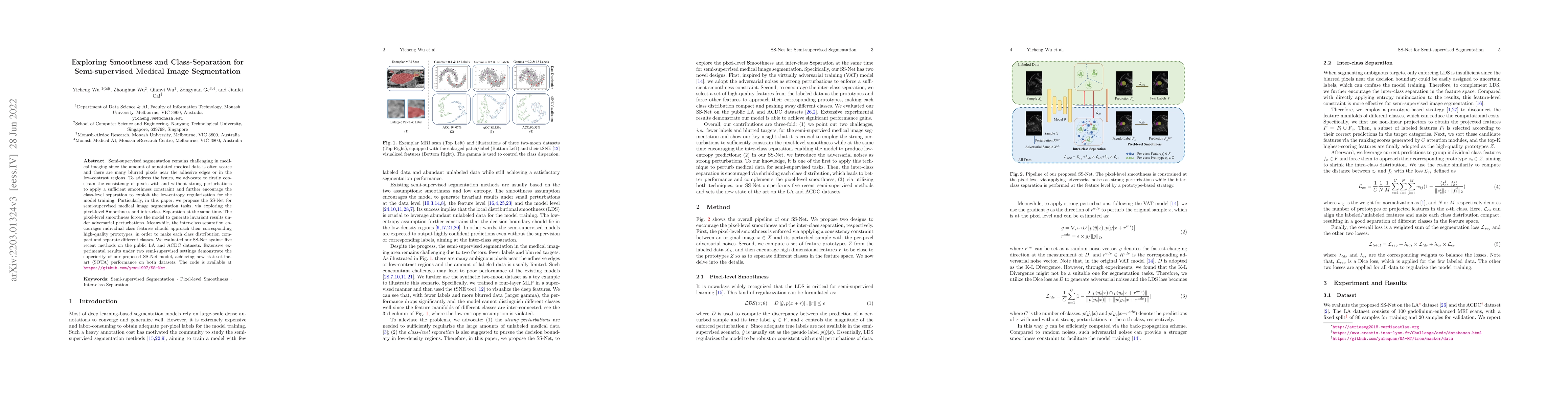 Thumbnail for Exploring Smoothness and Class-Separation for Semi-supervised Medical
  Image Segmentation