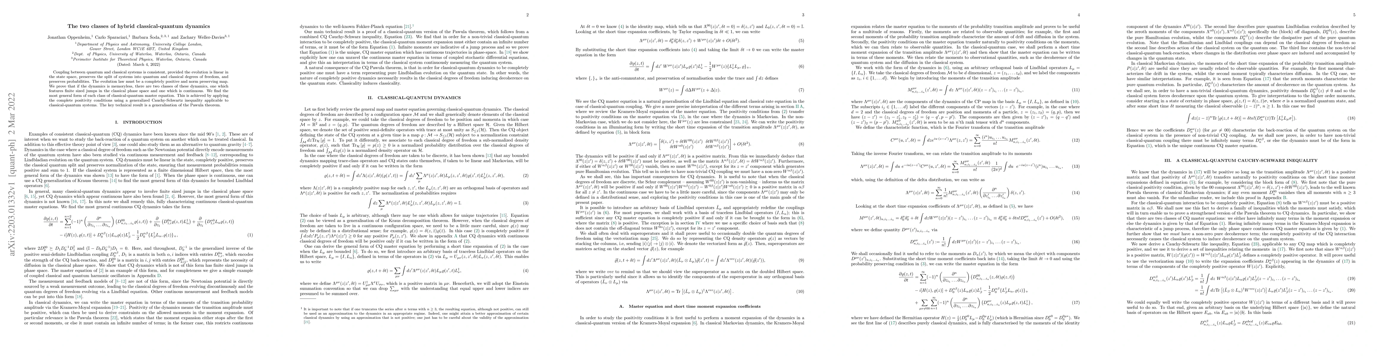 Thumbnail for The two classes of hybrid classical-quantum dynamics