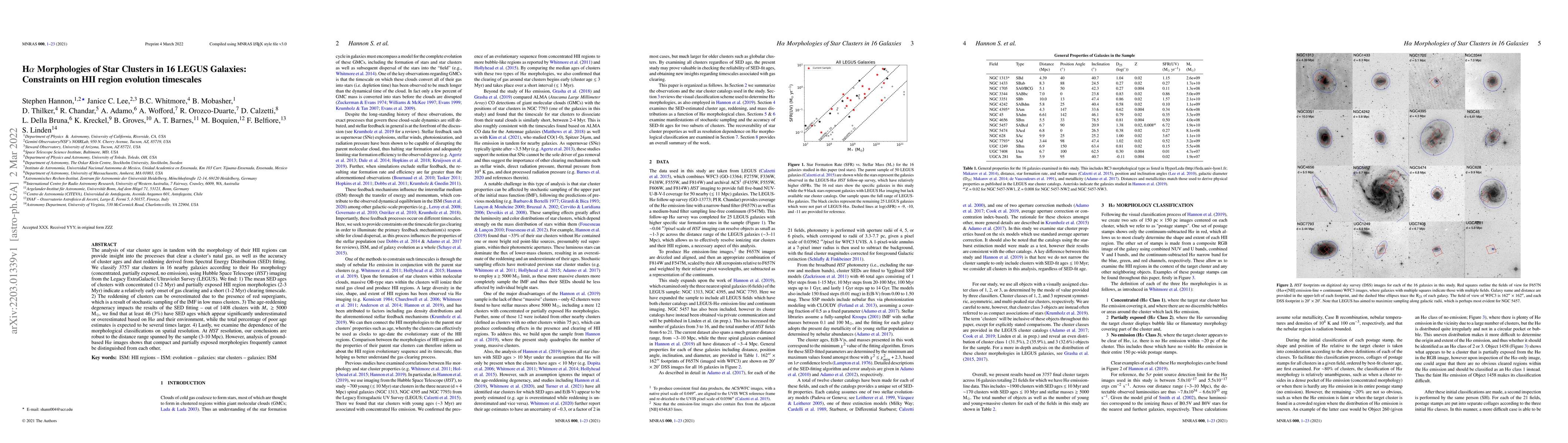 Thumbnail for H$\alpha$ Morphologies of Star Clusters in 16 LEGUS Galaxies:
  Constraints on HII region evolution timescales