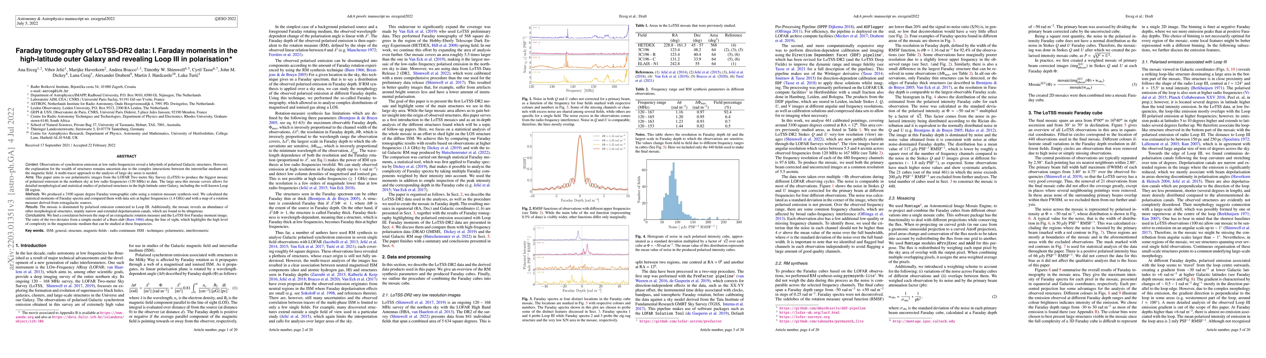 Thumbnail for Faraday tomography of LoTSS-DR2 data: I. Faraday moments in the
  high-latitude outer Galaxy and revealing Loop III in polarisation