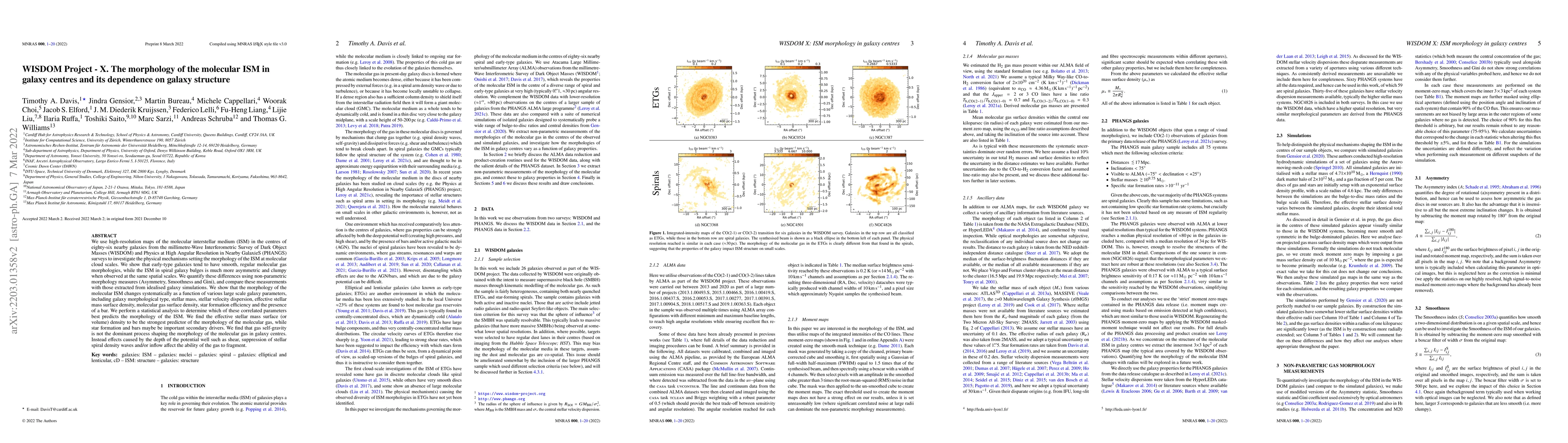 Thumbnail for WISDOM Project -- X. The morphology of the molecular ISM in galaxy
  centres and its dependence on galaxy structure