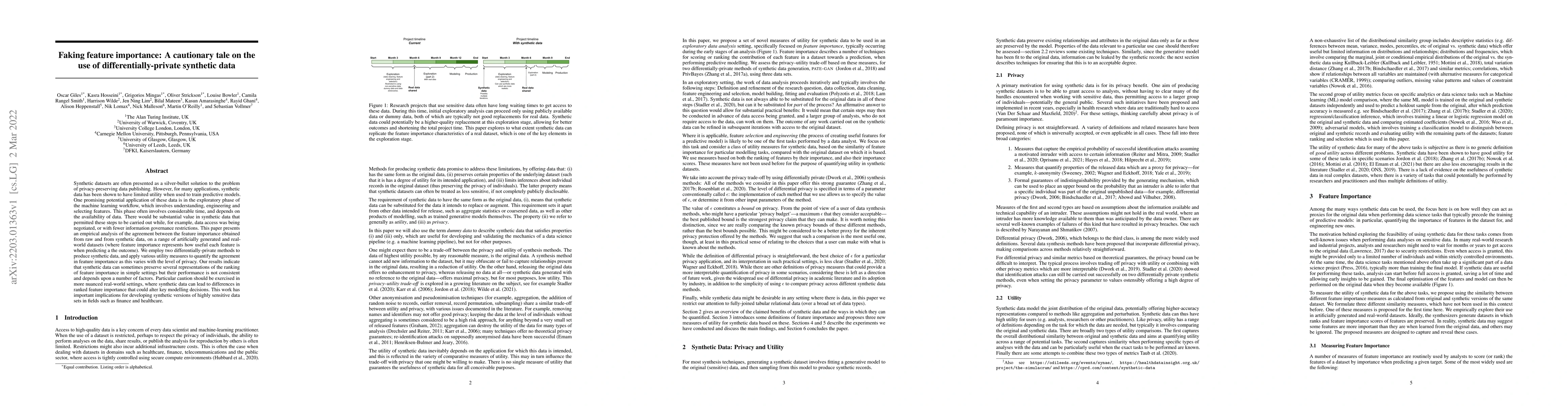 Thumbnail for Faking feature importance: A cautionary tale on the use of
  differentially-private synthetic data