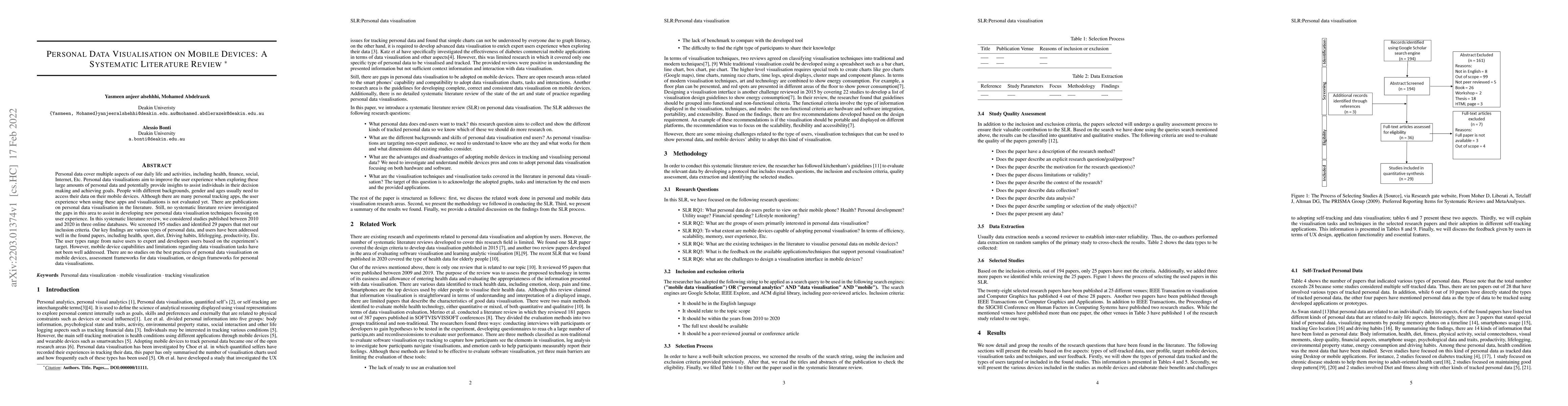 Thumbnail for Personal Data Visualisation on Mobile Devices: A Systematic Literature
  Review