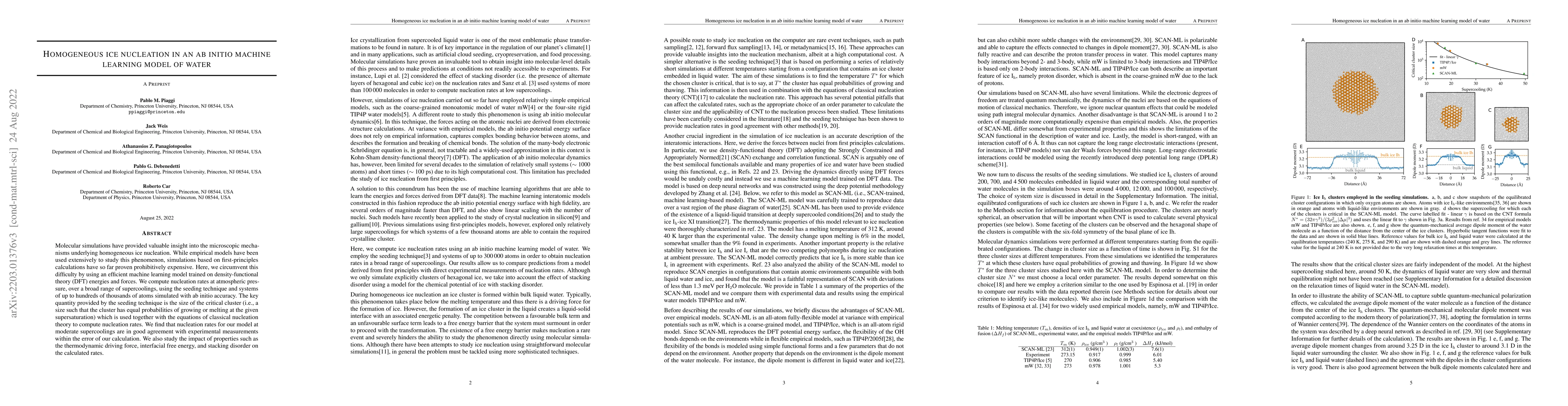 Thumbnail for Homogeneous ice nucleation in an ab initio machine learning model of
  water