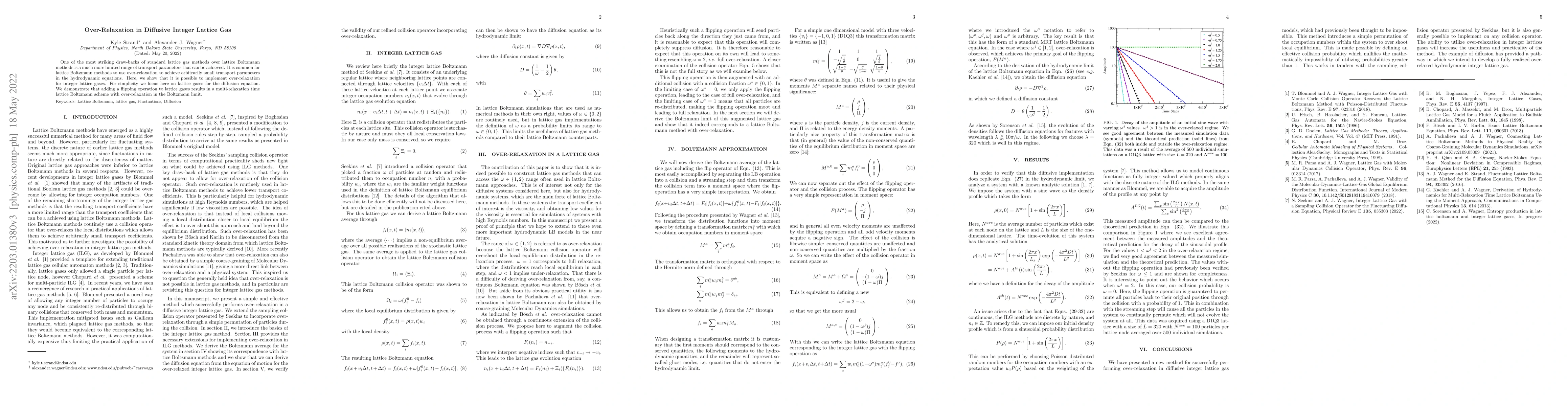 Thumbnail for Over-Relaxation in Diffusive Integer Lattice Gas