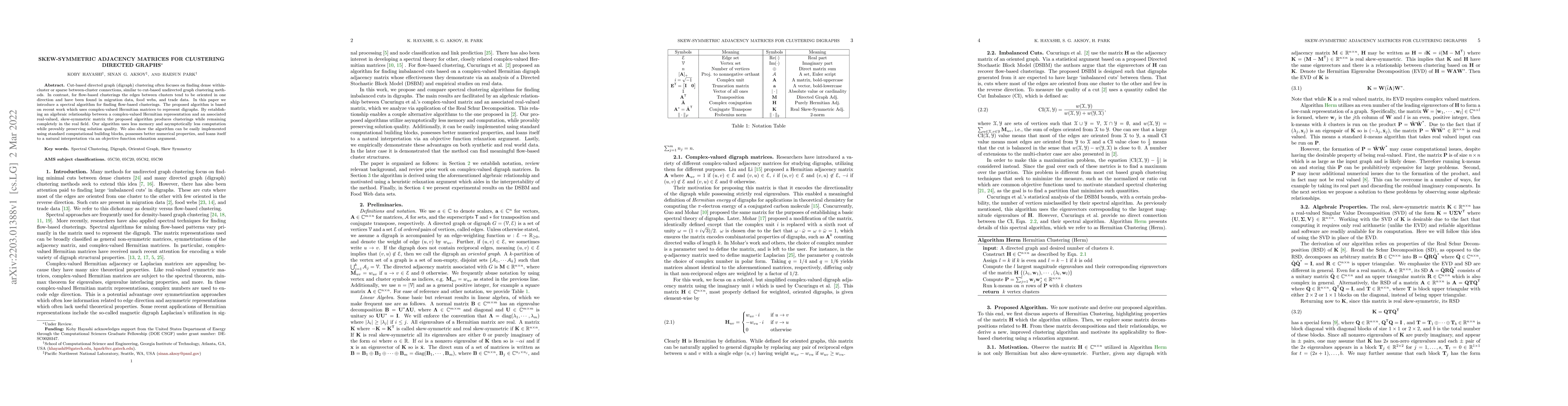 Thumbnail for Skew-Symmetric Adjacency Matrices for Clustering Directed Graphs