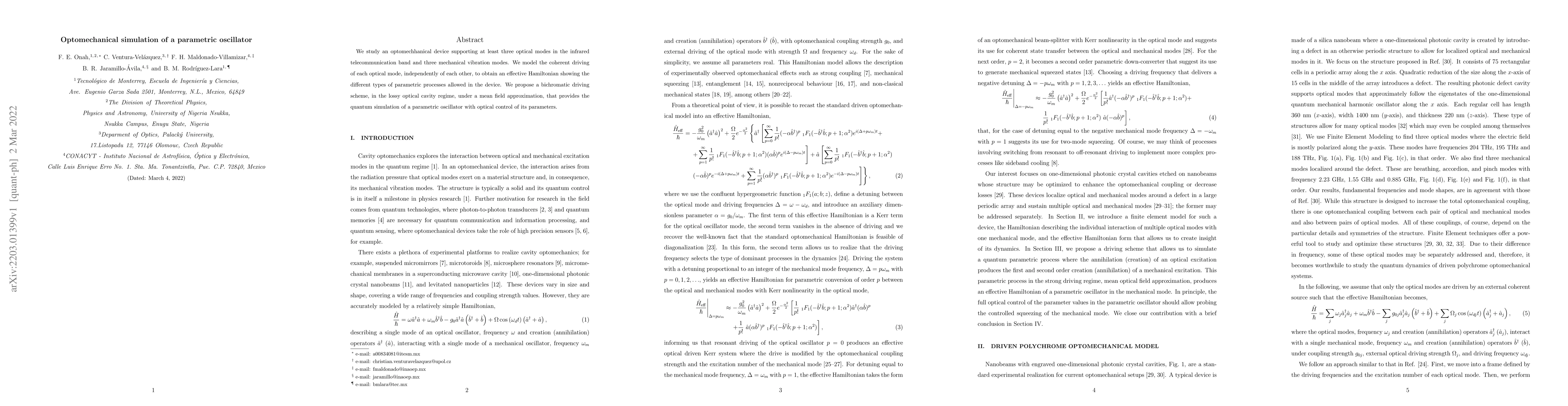 Thumbnail for Optomechanical simulation of a parametric oscillator