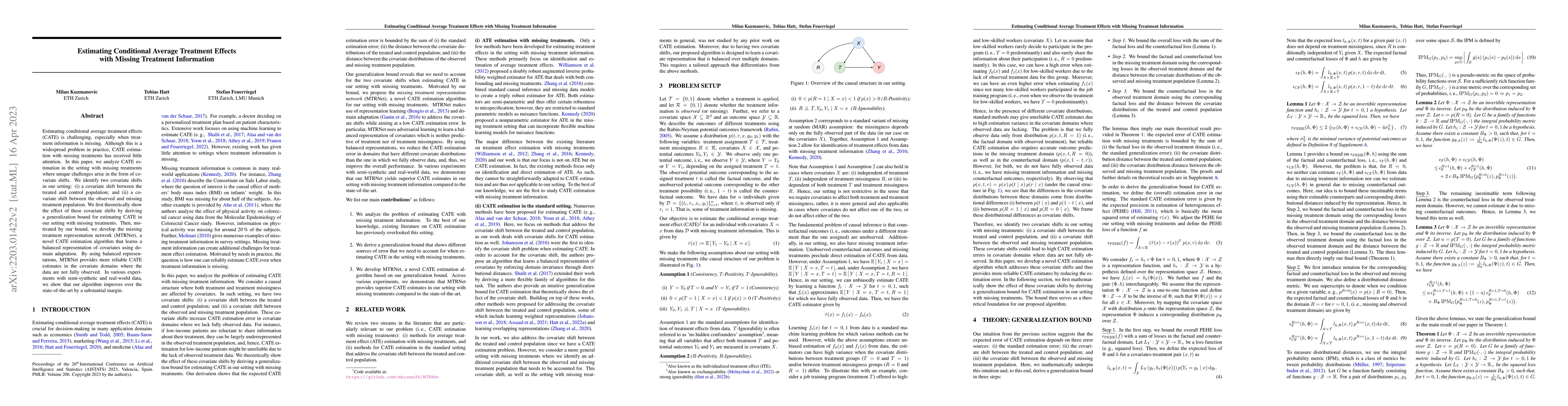 Thumbnail for Estimating Conditional Average Treatment Effects with Missing Treatment
  Information