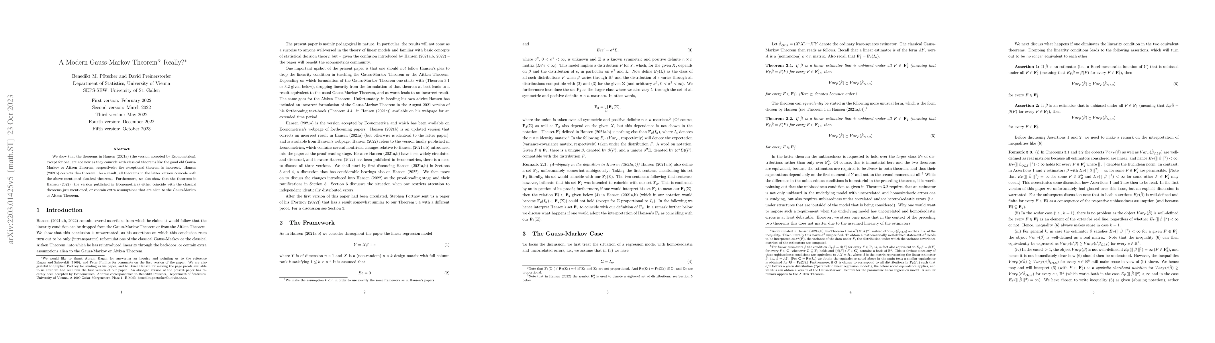 Thumbnail for A Modern Gauss-Markov Theorem? Really?