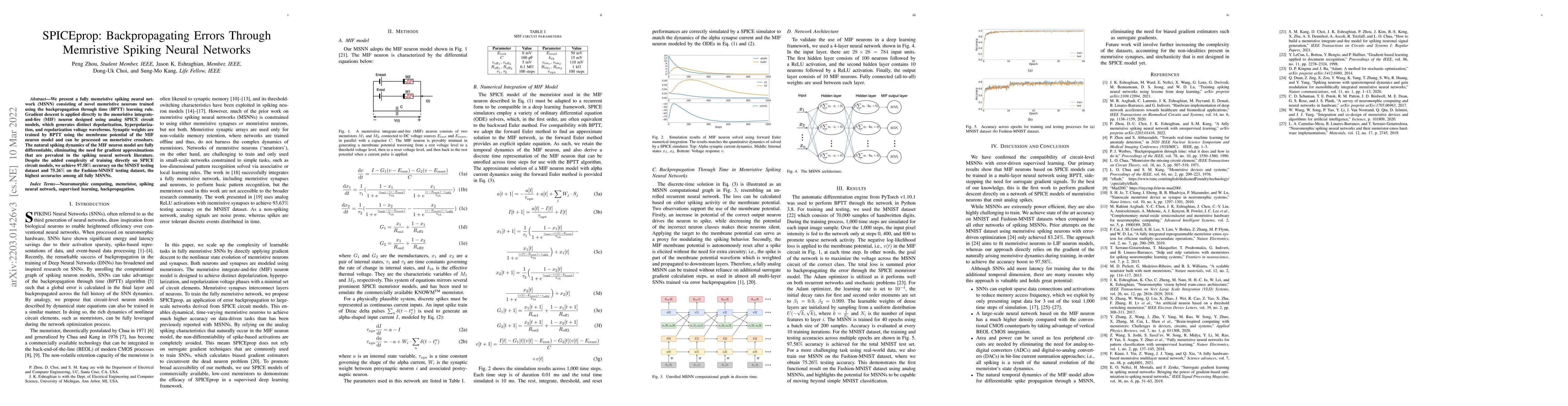 Thumbnail for SPICEprop: Backpropagating Errors Through Memristive Spiking Neural
  Networks