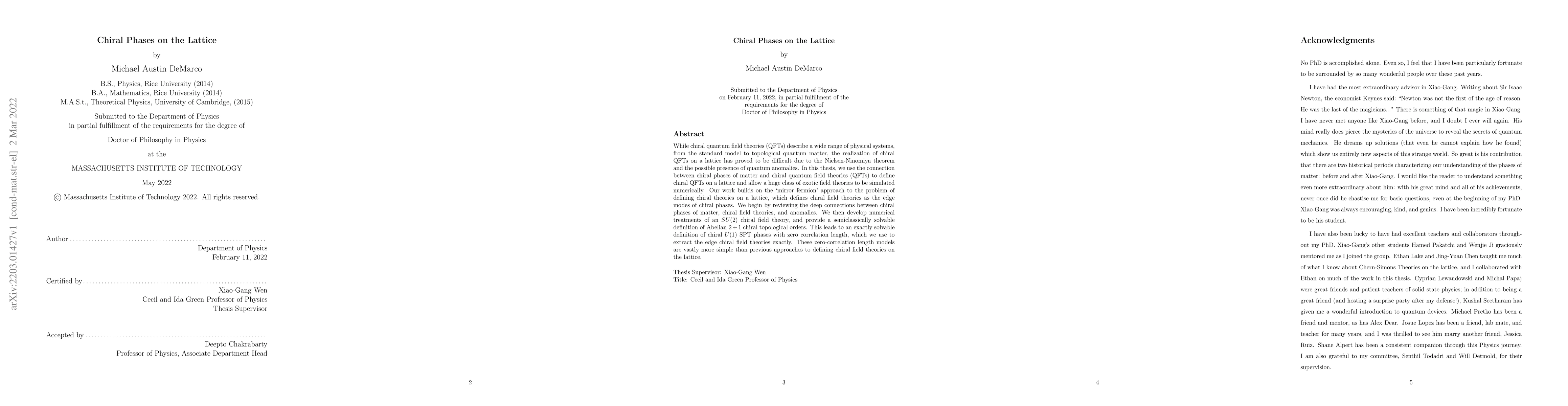 Thumbnail for Chiral Phases on the Lattice