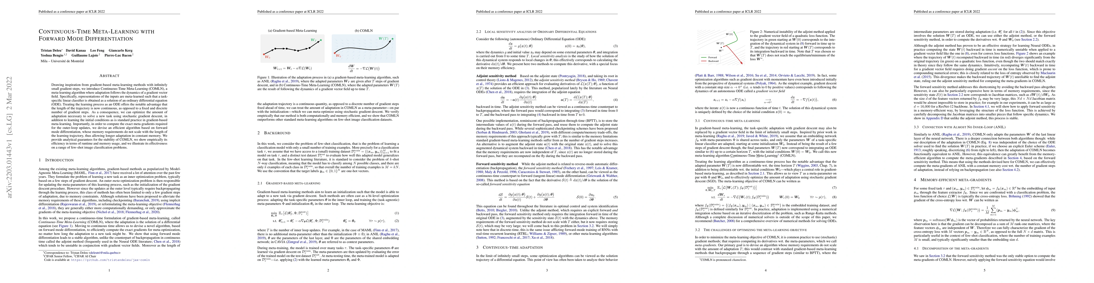 Thumbnail for Continuous-Time Meta-Learning with Forward Mode Differentiation