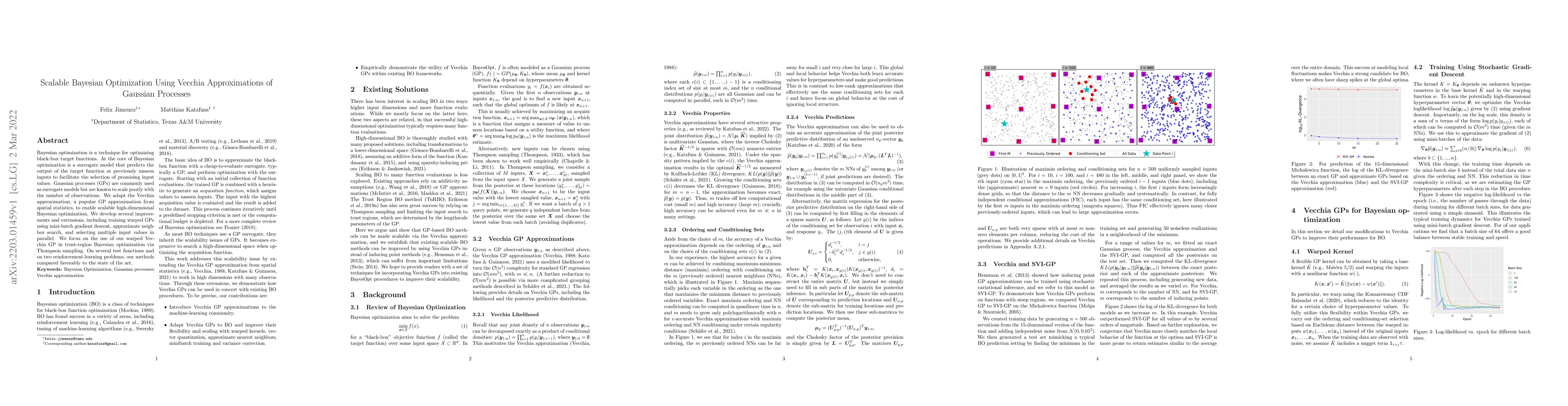 Thumbnail for Scalable Bayesian Optimization Using Vecchia Approximations of Gaussian
  Processes