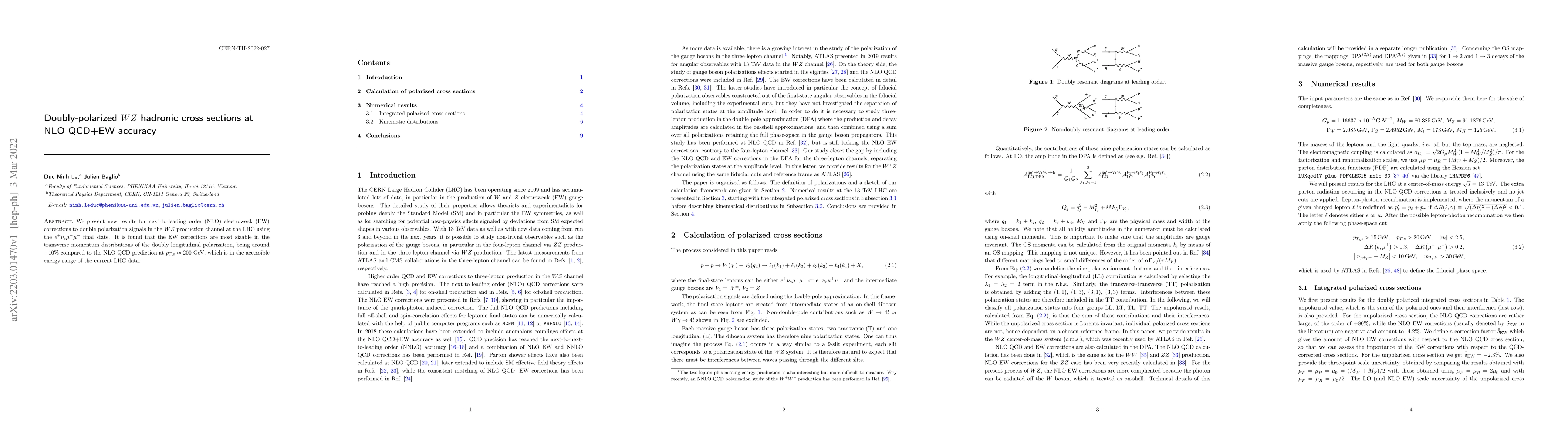 Thumbnail for Doubly-polarized WZ hadronic cross sections at NLO QCD+EW accuracy