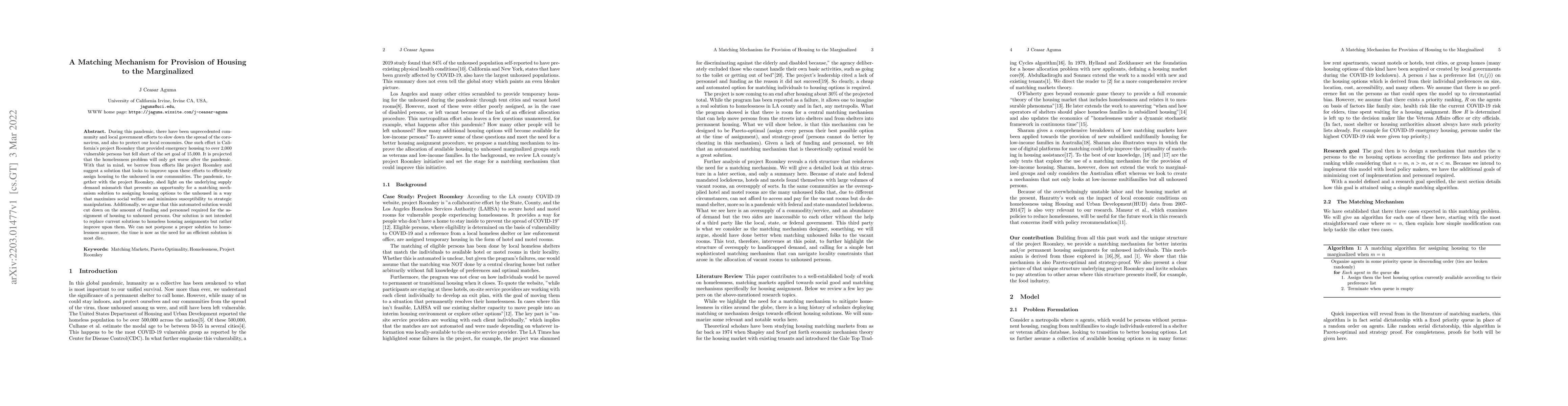 Thumbnail for A Matching Mechanism for Provision of Housing to the Marginalized