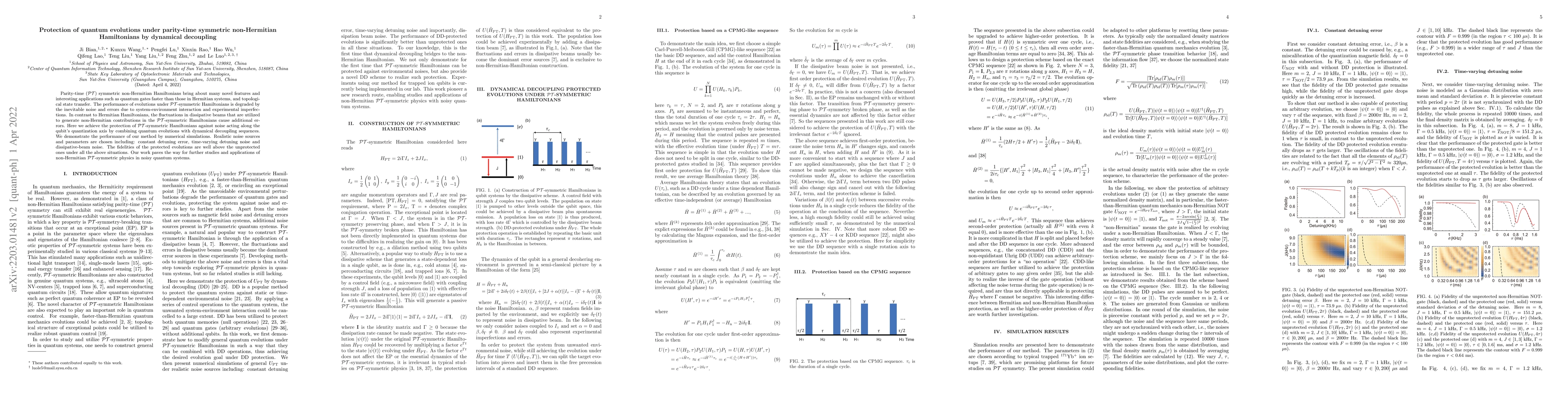 Thumbnail for Protection of quantum evolutions under parity-time symmetric
  non-Hermitian Hamiltonians by dynamical decoupling