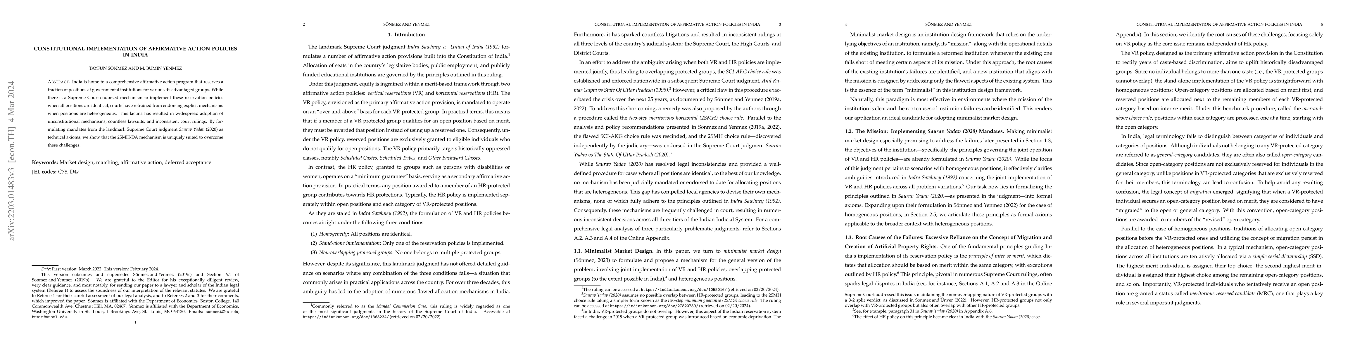Thumbnail for Constitutional Implementation of Affirmative Action Policies in India