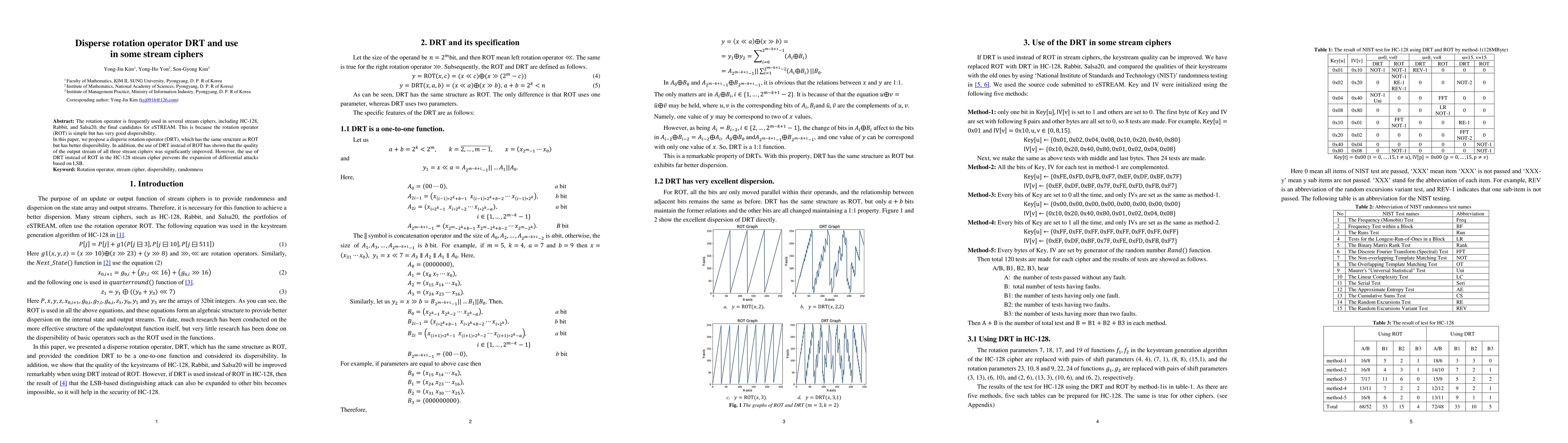 Thumbnail for Disperse rotation operator DRT and use in some stream ciphers