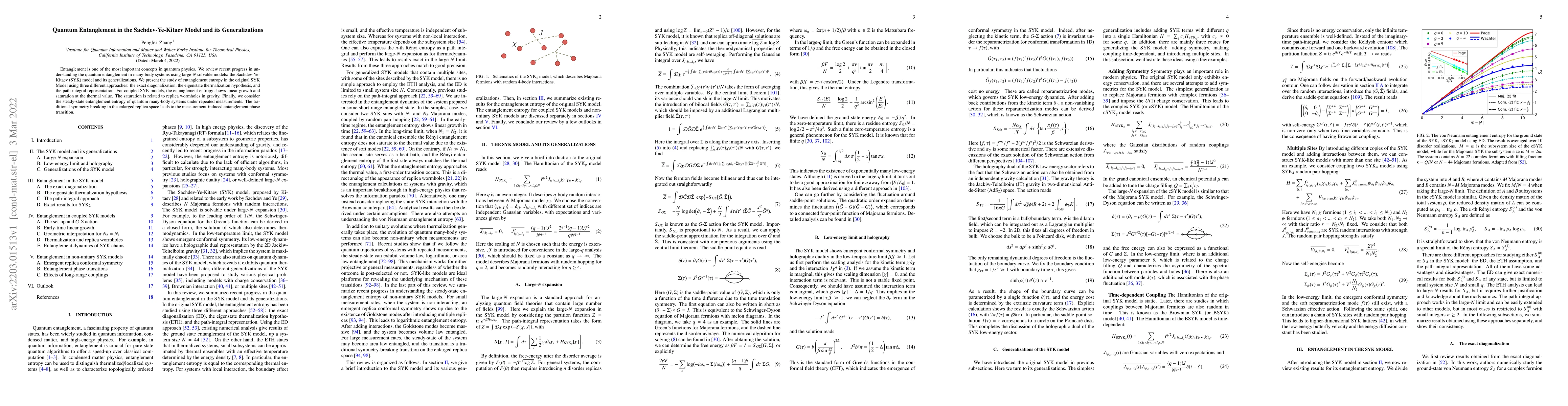 Thumbnail for Quantum Entanglement in the Sachdev-Ye-Kitaev Model and its
  Generalizations