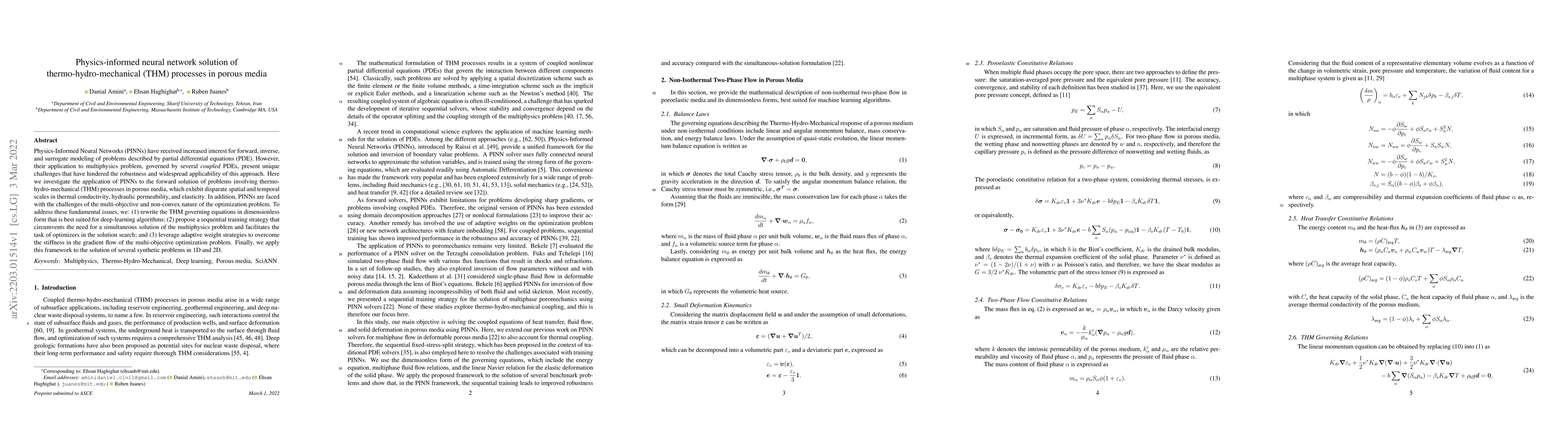 Thumbnail for Physics-informed neural network solution of thermo-hydro-mechanical
  (THM) processes in porous media
