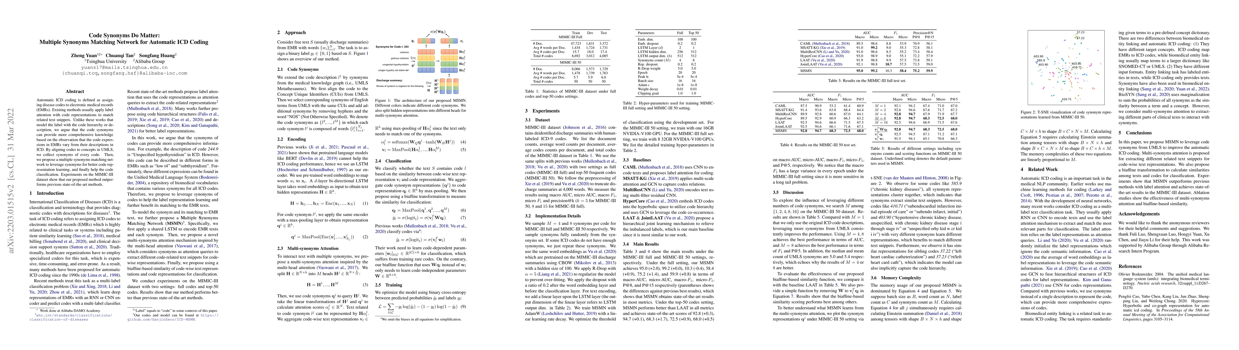 Thumbnail for Code Synonyms Do Matter: Multiple Synonyms Matching Network for
  Automatic ICD Coding