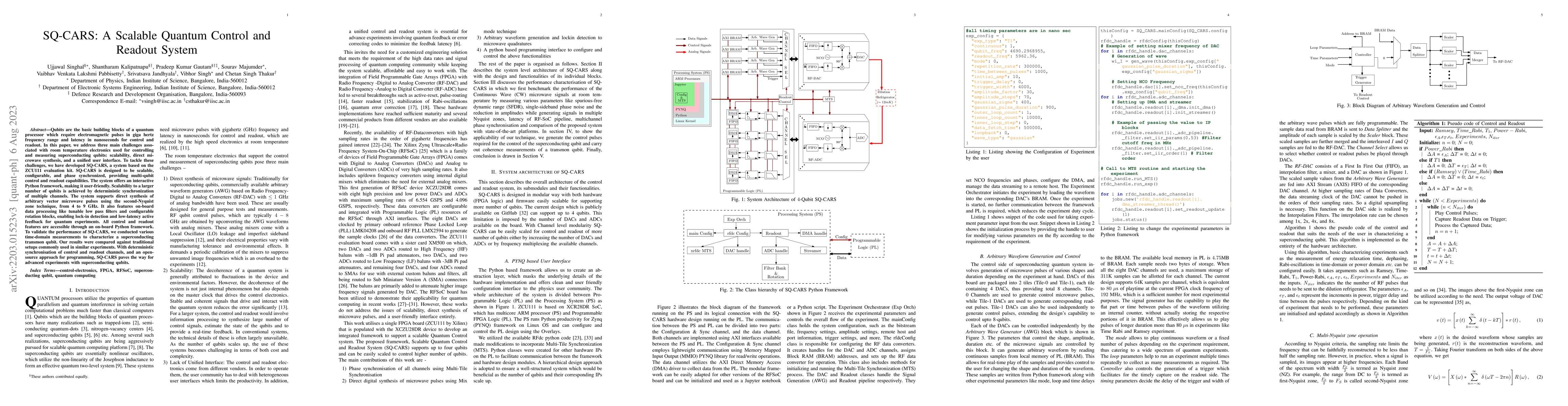 Thumbnail for SQ-CARS: A Scalable Quantum Control and Readout System