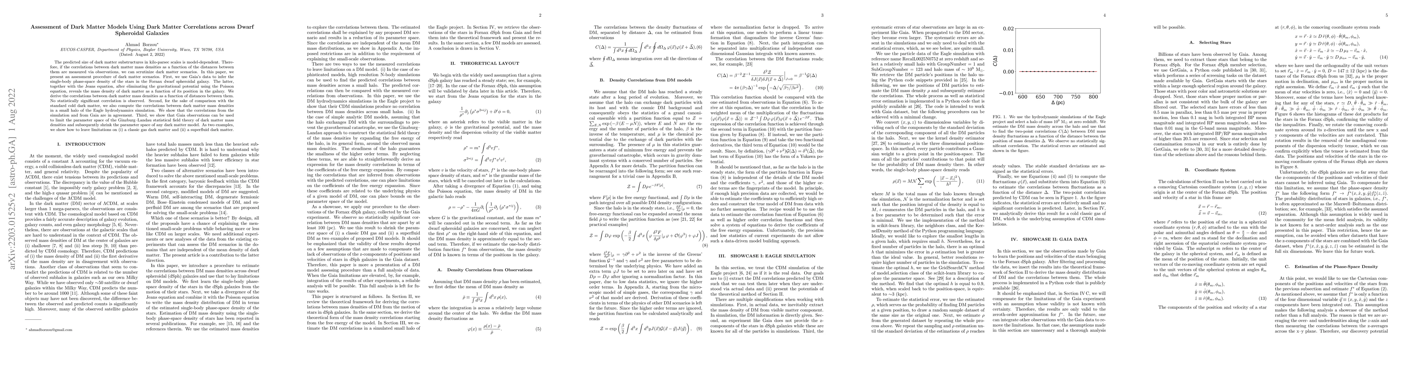 Thumbnail for Assessment of Dark Matter Models Using Dark Matter Correlations across
  Dwarf Spheroidal Galaxies