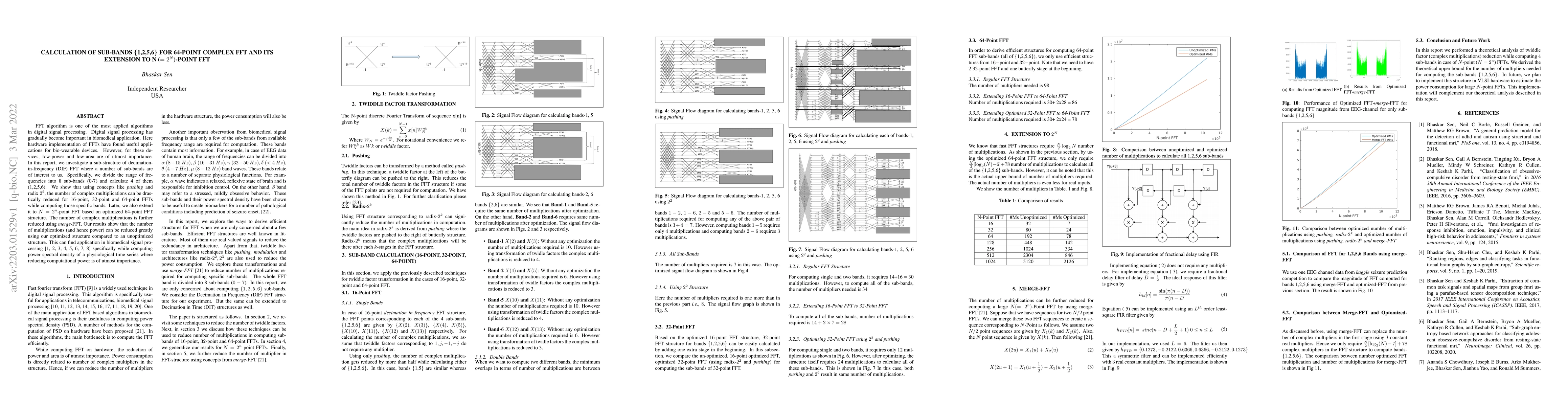 Thumbnail for Calculation of Sub-bands {1,2,5,6} for 64-Point Complex FFT and Its
  extension to N (=2^N) Point FFT