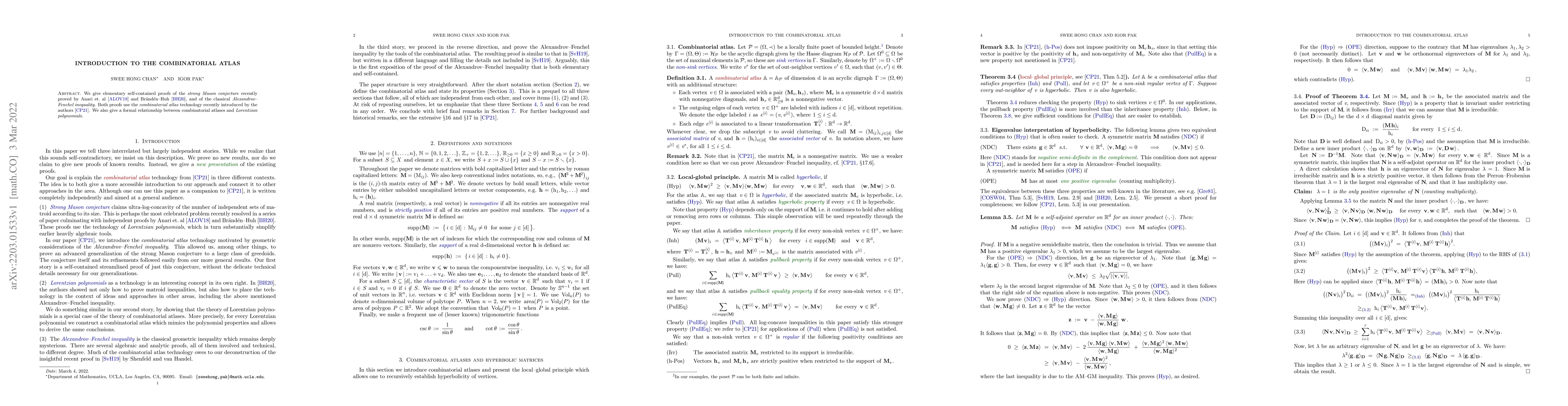 Thumbnail for Introduction to the combinatorial atlas