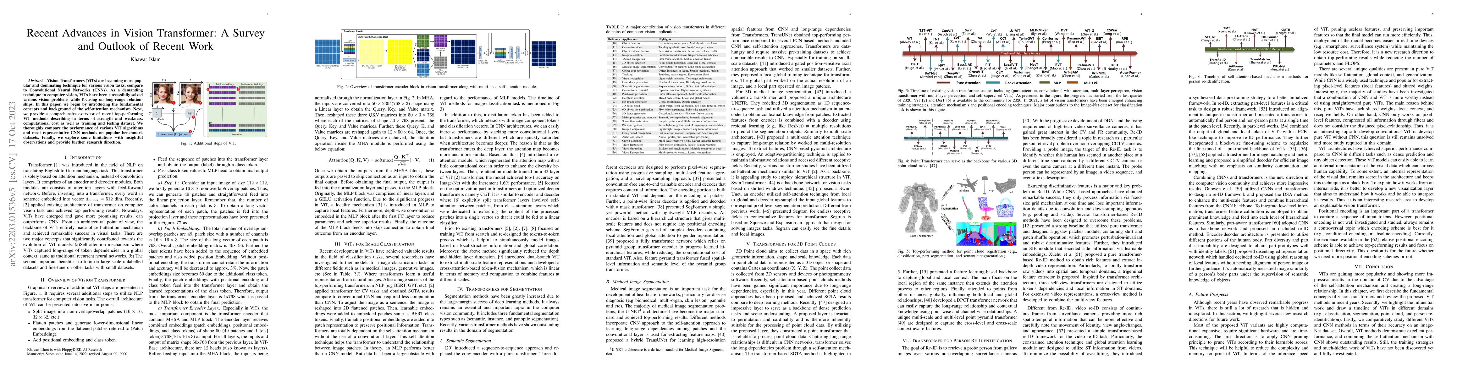 Thumbnail for Recent Advances in Vision Transformer: A Survey and Outlook of Recent
  Work