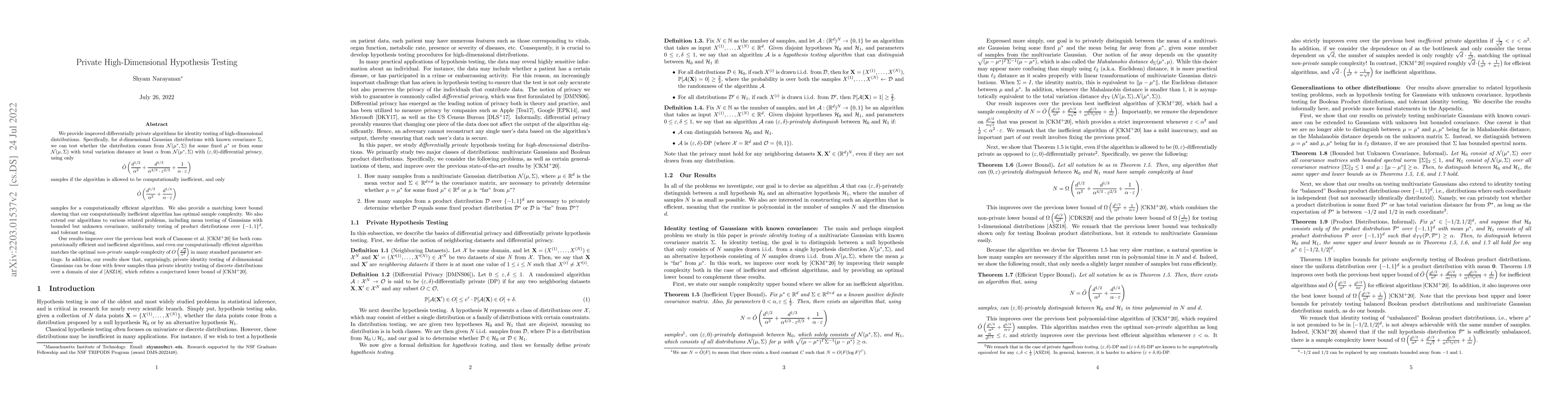 Thumbnail for Private High-Dimensional Hypothesis Testing