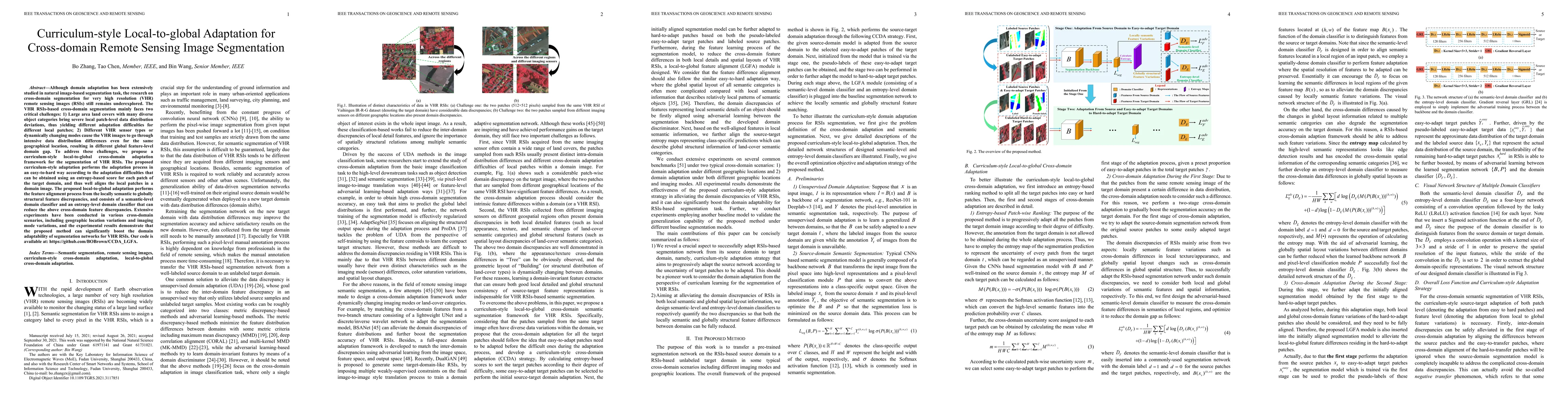 Thumbnail for Curriculum-style Local-to-global Adaptation for Cross-domain Remote
  Sensing Image Segmentation