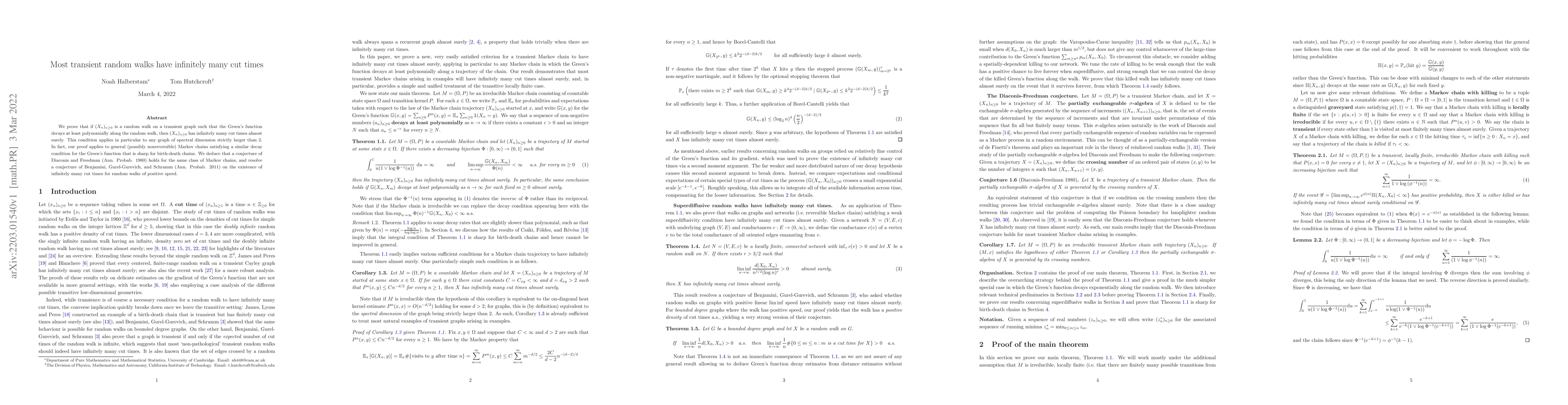 Thumbnail for Most transient random walks have infinitely many cut times