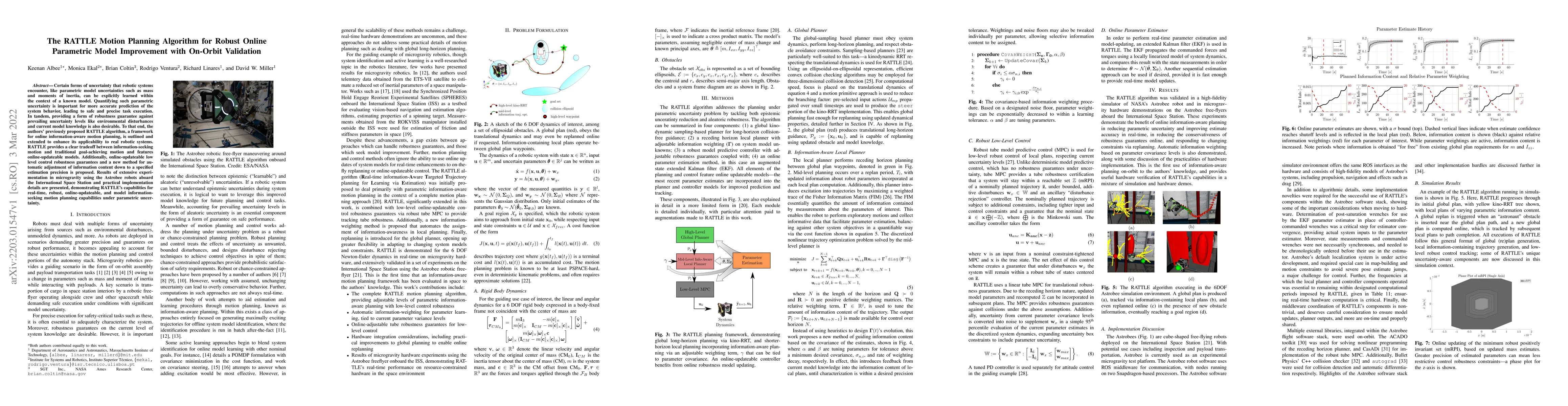 Thumbnail for The RATTLE Motion Planning Algorithm for Robust Online Parametric Model
  Improvement with On-Orbit Validation
