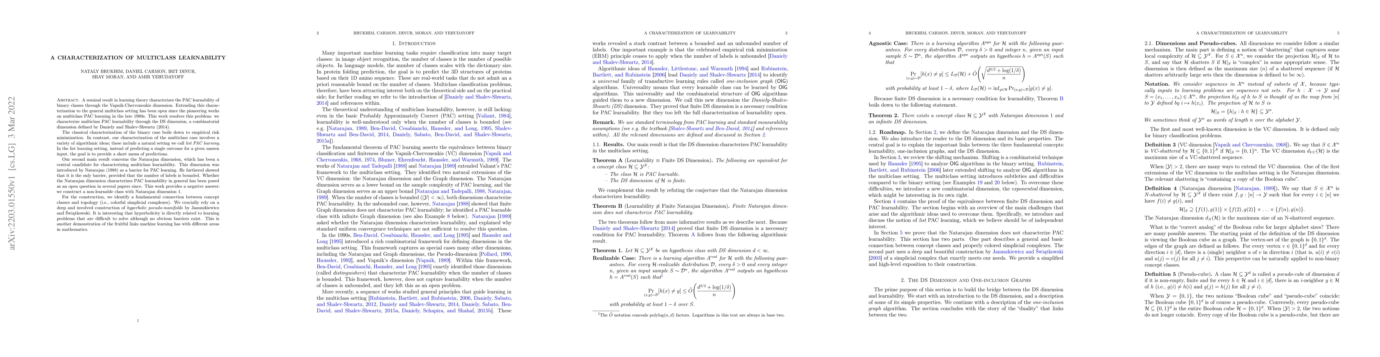 Thumbnail for A Characterization of Multiclass Learnability