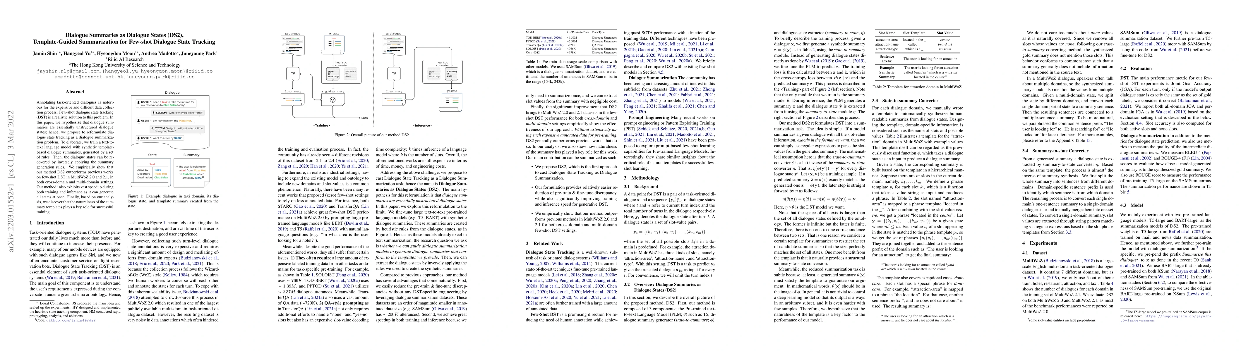 Thumbnail for Dialogue Summaries as Dialogue States (DS2), Template-Guided
  Summarization for Few-shot Dialogue State Tracking