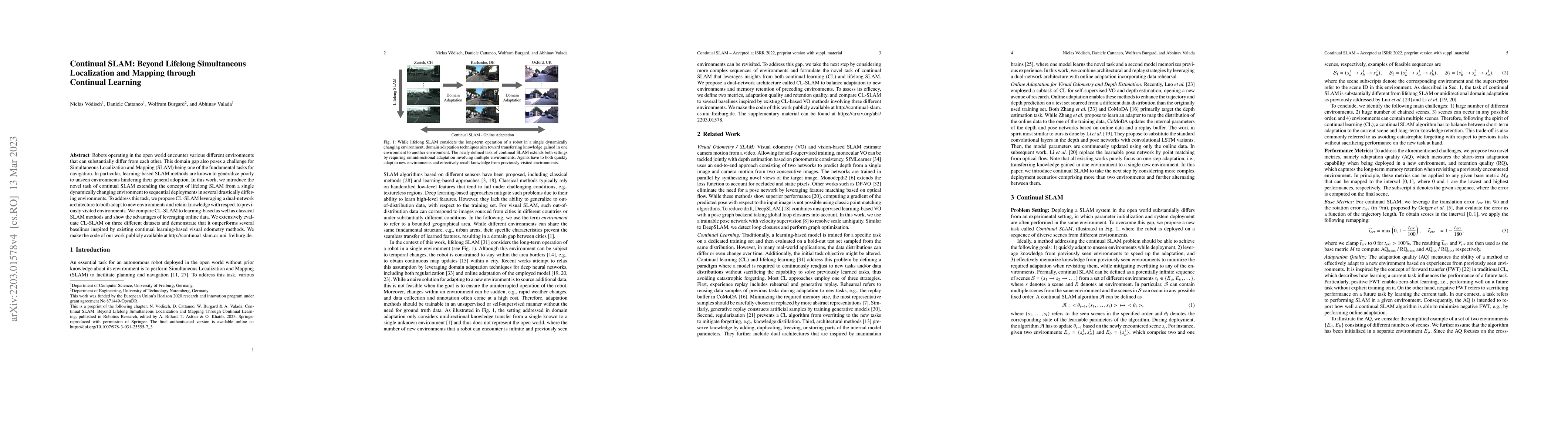 Thumbnail for Continual SLAM: Beyond Lifelong Simultaneous Localization and Mapping
  Through Continual Learning